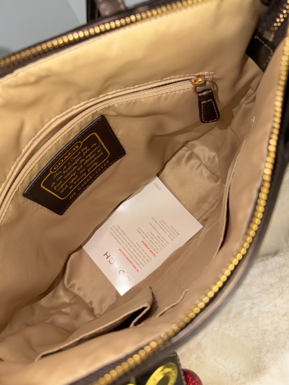 Coach Dark Brown Signature Canvas Tote with Cherry Charm - Picture 3 of 6